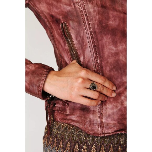 Muubaa x Free People Edgy Distressed Brown Leather Moto Biker Jacket Luxury Boho - Picture 6 of 16